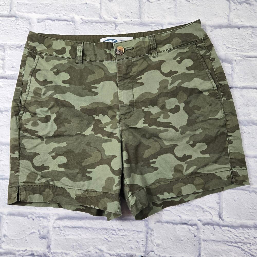 Old Navy Women's Camo Shorts Everyday High Rise Olive Stretch Streetwear size 6